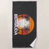 バミューダヴィンテージパームツリーズサマービーチ ビーチタオル (正面)