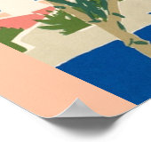 バミューダヴィンテージ旅行ビーチピンクの花 ポスター (角)