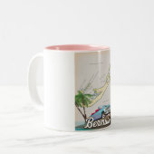 バミューダヴィンテージ旅行ポスター ツートーンマグカップ (正面左)