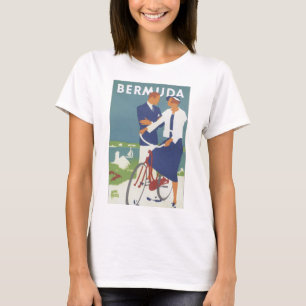 バミューダ島のヴィンテージ旅行ポスター Tシャツ