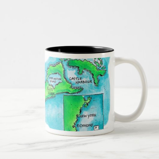バミューダ島の地図 ツートーンマグカップ (右)