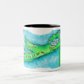 バミューダ島の地図 ツートーンマグカップ (中央)