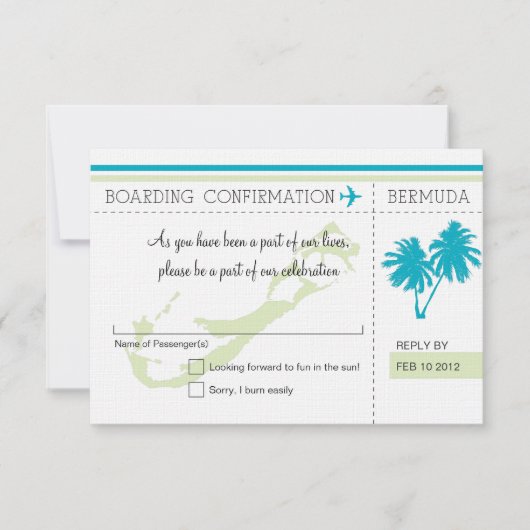 バミューダ島へのRSVPの搭乗券 出欠カード (正面)