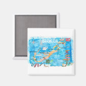 バミューダ島旅行ポスターお気に入りの観光客マップ_ マグネット (正面/裏面)