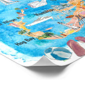 バミューダ島旅行ポスターお気に入りの観光客地図 ポスター (角)