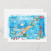 バミューダ島旅行ポスターお気に入りの観光客地図 ポストカード (正面/裏面)