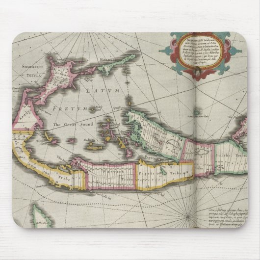 バミューダ島(1638年)のヴィンテージの地図 マウスパッド (正面)