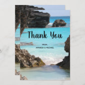 バミューダ海岸と熱帯海の写真 サンキューカード (正面/裏面)