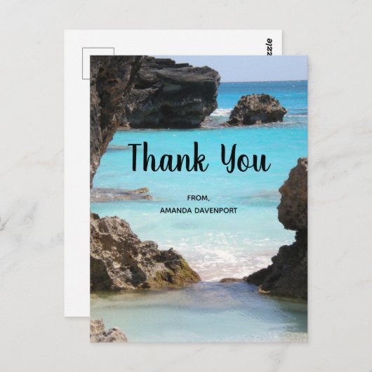 バミューダ海岸と熱帯海の写真 ポストカード (正面/裏面)