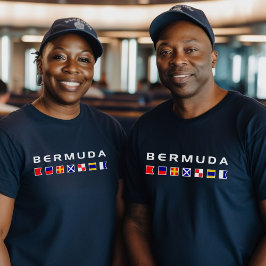 バミューダ海航海の事信号フラグ暗い色 Tシャツ