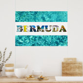 バミューダ熱帯ビーチブルー海旅行写真 ポスター (キッチン)