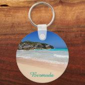 バミューダ熱帯ピンクサンドビーチ写真 キーホルダー (正面)