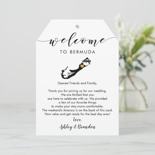 バミューダ結婚のウェルカムラベル、手紙の旅程 (スタンド正面)