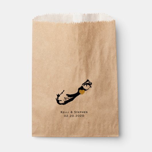 バミューダ結婚式の引き出物トリートサックス、抱き枕 フェイバーバッグ (正面)