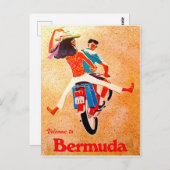 バミューダ、オートバイに乗って幸せなカップル ポストカード (正面/裏面)