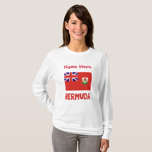 バミューダ バミューダ国旗 赤 個人名入り  Tシャツ (正面フル)