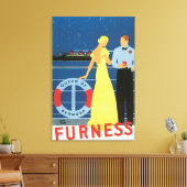 バミューダ・ファーネス・ヴィンテージのクイーンズトラベルポスター キャンバスプリント (インサイチュ (リビング))