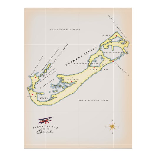 バミ図解入りの、写真付きのューダの地図 フォトプリント            (正面)