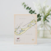 バミ図解入りの、写真付きのューダの地図 ポストカード (スタンド正面)