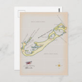 バミ図解入りの、写真付きのューダの地図 ポストカード (正面/裏面)