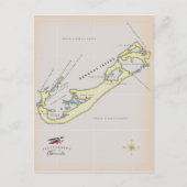 バミ図解入りの、写真付きのューダの地図 ポストカード (正面)