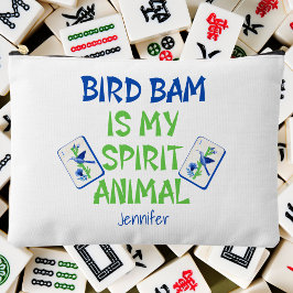 バム鳥は私のスピリットアニマル 麻雀 鳥 タイル アクセサリーポーチ