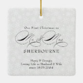 バメリーリ結婚したト写真スノーフレーク セラミックオーナメント (裏面)