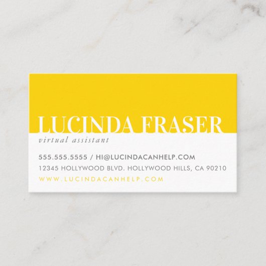 バモダンはっきりしたンミニマルシンプル黄色 名刺 (正面)