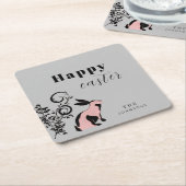 バモダンニーハッピーイースターパーソナライズされた スクエアペーパーコースター (アングル)