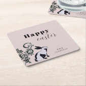 バモダンニーハッピーイースターパーソナライズされた スクエアペーパーコースター (アングル)