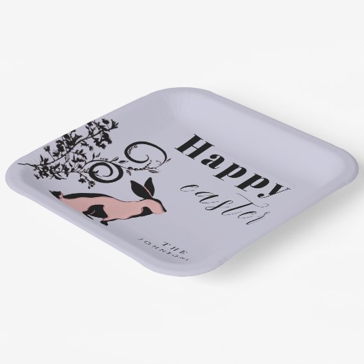 バモダンニーハッピーイースターパーソナライズされた ペーパープレート (傾斜あり)