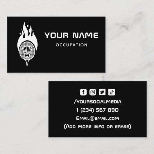 バモダンミニマルドミントンのコーチのチームプレーヤースポーツ 名刺 (正面/裏面)