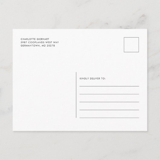 バモダンルエレガントグンディフローラブライダルシャワー インビテーションポストカード (裏面)