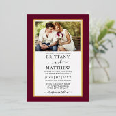 バモダンルエレガントグンディ写真結婚の金ゴールド 箔招待状 (立ち正面)