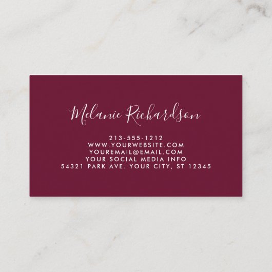 バモダンルエレガントグンディ水カラーフローラ 名刺 (裏面)