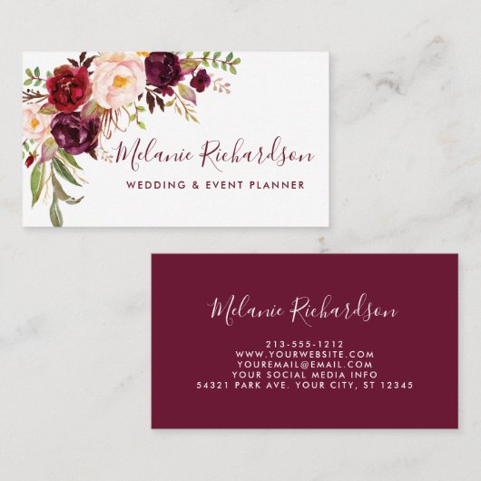 バモダンルエレガントグンディ水カラーフローラ 名刺 (正面/裏面)