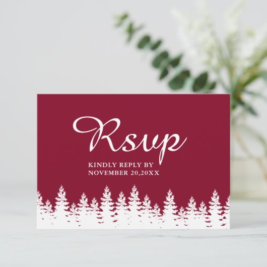 バモダンルエレガントグンディ白い冬の結婚式 出欠カード (スタンド正面)