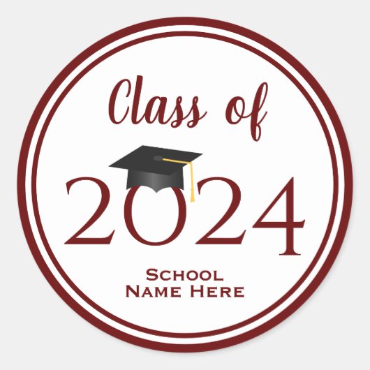 バモダンルエレガントグンディ赤タイポグラフィ卒業 ラウンドシール (正面)