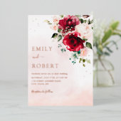 バモダンルエレガントグンディ赤面ボホフローラ結婚ズ 箔招待状 (立ち正面)