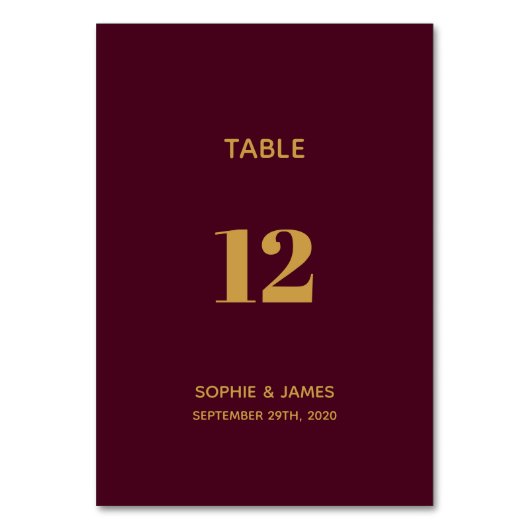 バモダンルガンディと金ゴールド結婚ズ テーブルナンバー (正面)