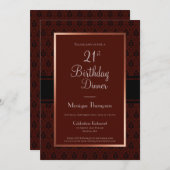 バモダンルガンディダマスク21th誕生日ディナーパーティー 招待状 (正面/裏面)