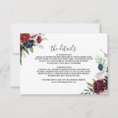 バモダンルガンディフローラ結婚の詳細挿入カード 招待状 (正面)