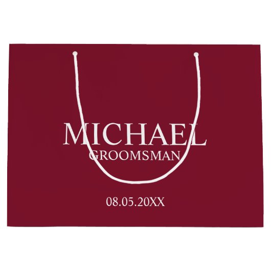 バモダンルガンディ赤パーソナライズされたグロムスマン ラージペーパーバッグ (正面)