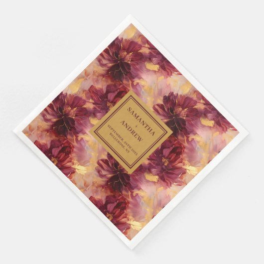 バモダンルガンディ金ゴールド結婚のディナーナプキンス (コーナー)