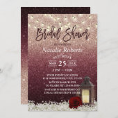 バモダンルグンディ素朴ランタンブライダルシャワー 招待状 (正面/裏面)