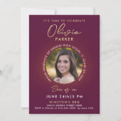 バモダンルスタイリッシュグンディ卒業招待状 案内状 (正面)