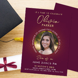 バモダンルスタイリッシュグンディ卒業招待状 案内状