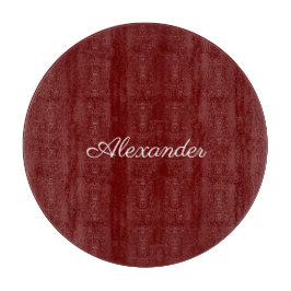 バモダンル無地のグンディ赤テンプレート、ホワイトスクリプト カッティングボード