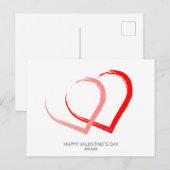 バモダンンタインズデイレッドピンクハートエレガント シーズンポストカード (正面/裏面)