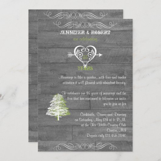 バモダンン素朴ウッド記念日 招待状 (正面/裏面)